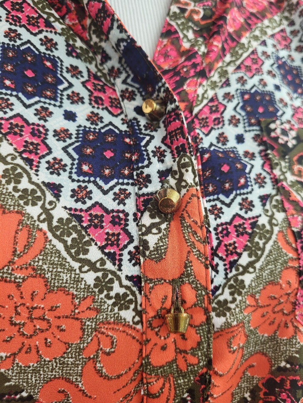 Takara Women's Multicolor Hi-Lo Sleeveless Blouse Tunic Boho Hippie Size Small - Picture 5 of 12